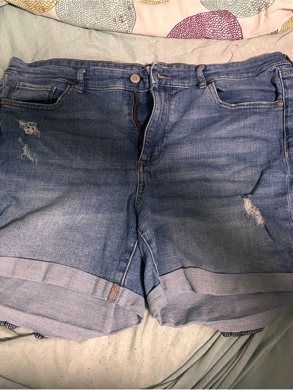 Sonoma Light Blue Distressed Roll-Cuff Denim Shorts